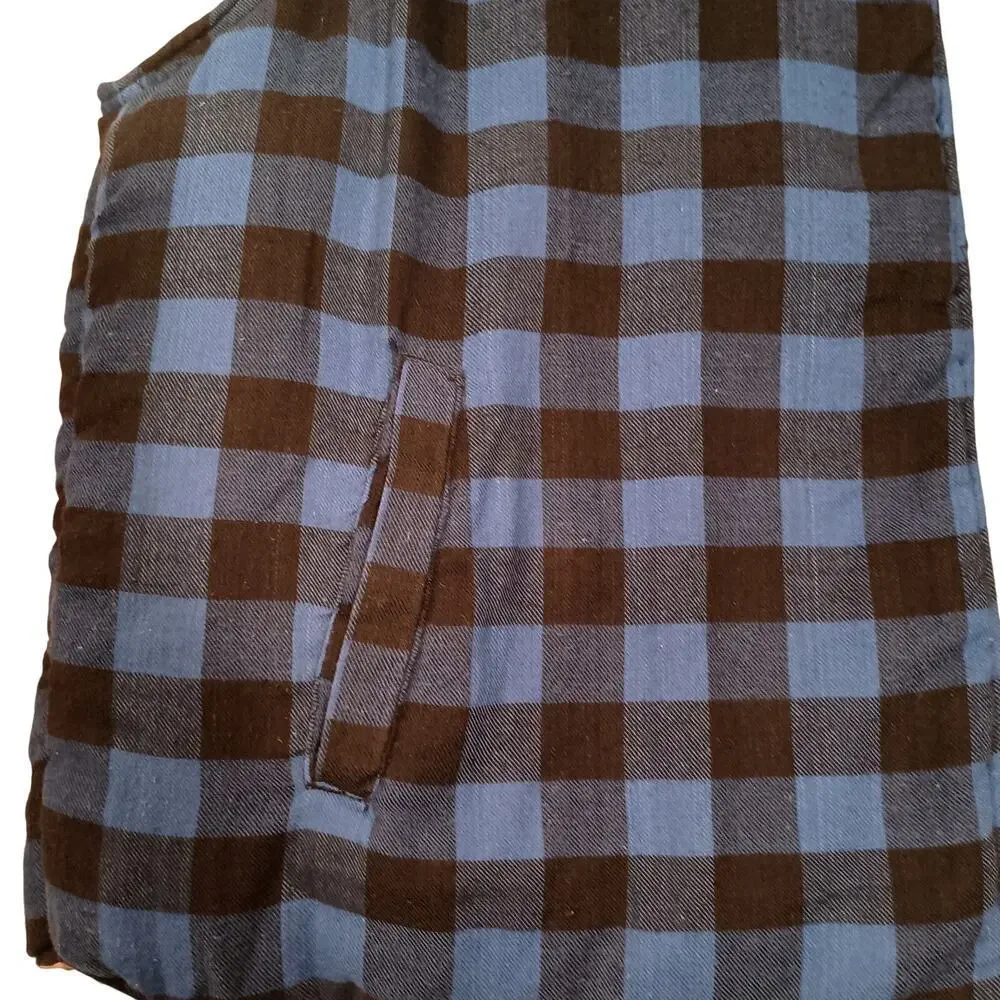 Branded Lion Big Man Reversible Outdoor Work Vest Khaki Blue Buffalo Plaid 2XB